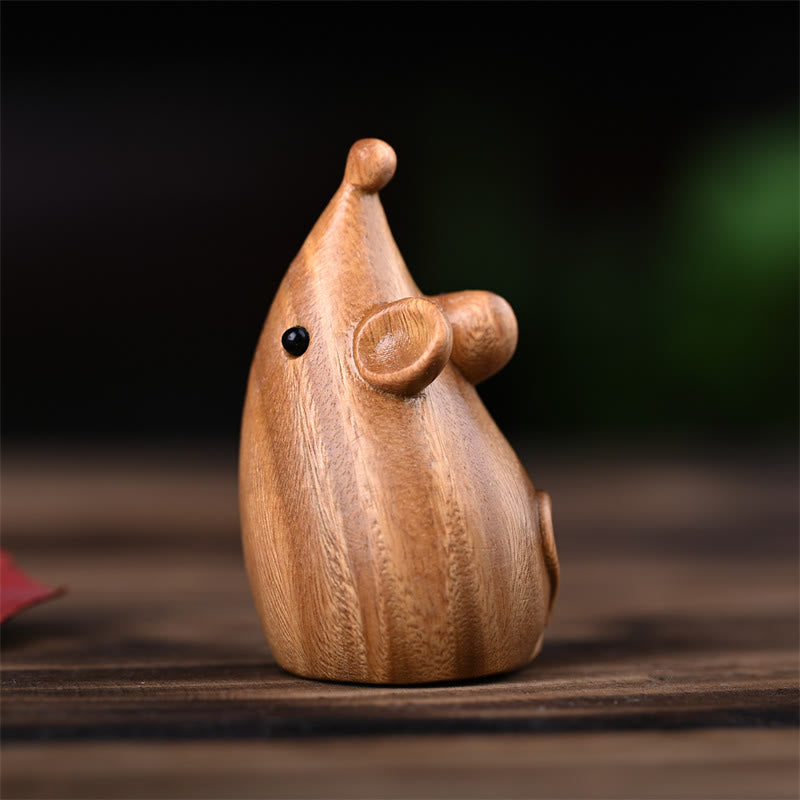 Green Sandalwood Cat and Mouse Figurines | Spiritual Animal Decor