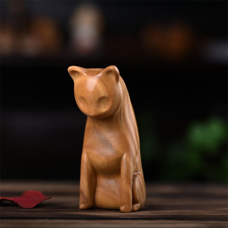 Green Sandalwood Cat and Mouse Figurines | Spiritual Animal Decor