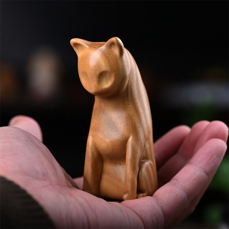 Green Sandalwood Cat and Mouse Figurines | Spiritual Animal Decor