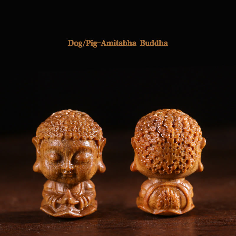 Green Sandalwood Chinese Zodiac Buddha Decoration