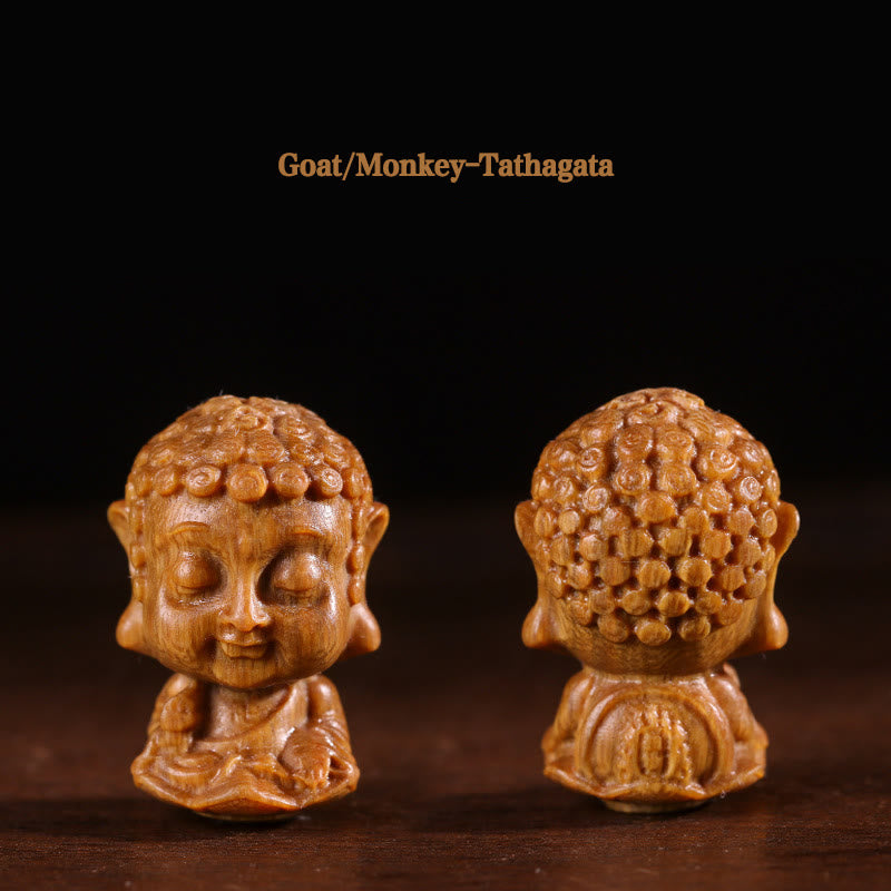 Green Sandalwood Chinese Zodiac Buddha Decoration
