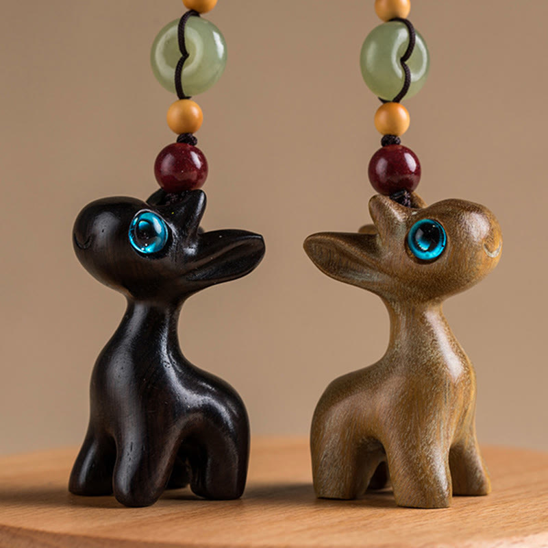 Green Sandalwood Ebony Wood Peace Buckle Key Chain