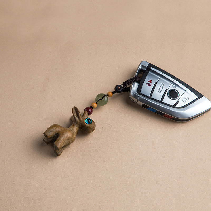 Green Sandalwood Ebony Wood Peace Buckle Key Chain