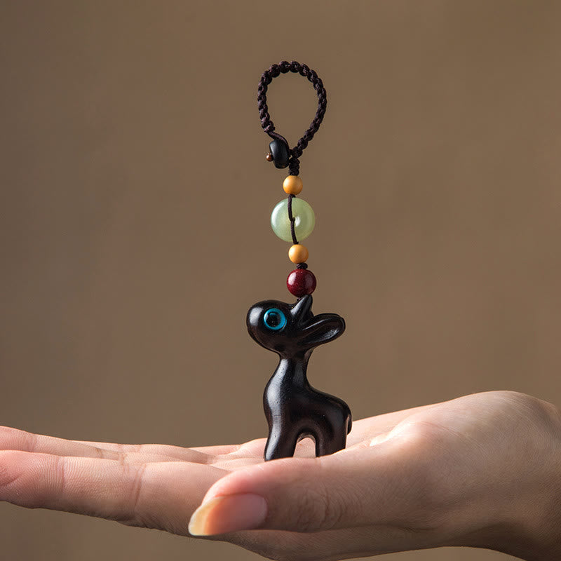 Green Sandalwood Ebony Wood Peace Buckle Key Chain