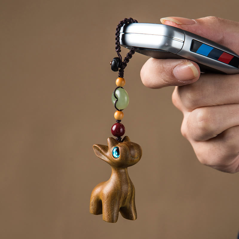 Green Sandalwood Ebony Wood Peace Buckle Key Chain