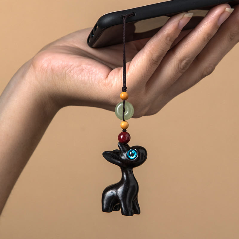 Green Sandalwood Ebony Wood Peace Buckle Key Chain