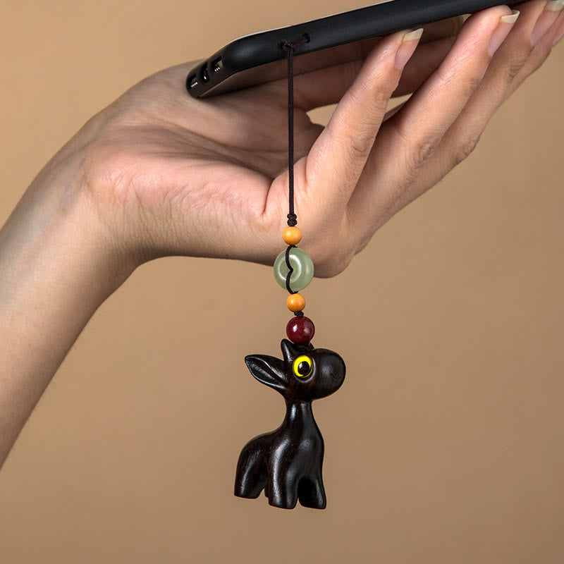 Green Sandalwood Ebony Wood Peace Buckle Key Chain