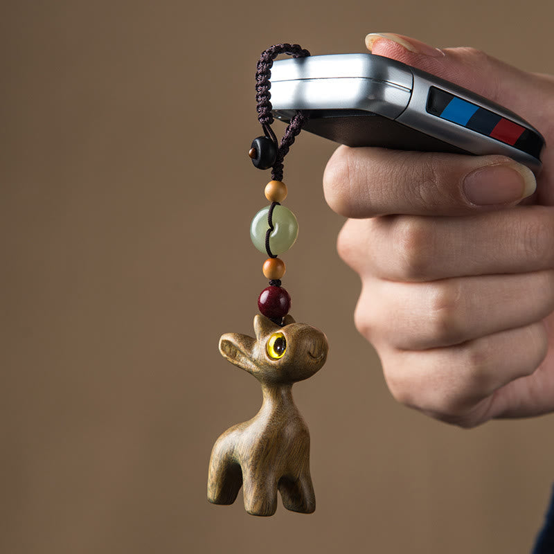 Green Sandalwood Ebony Wood Peace Buckle Key Chain