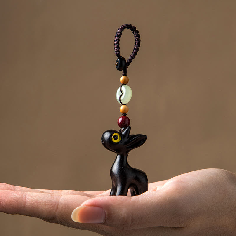 Green Sandalwood Ebony Wood Peace Buckle Key Chain