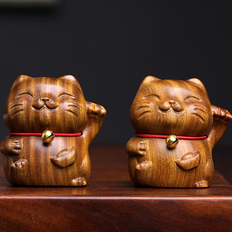 Green Sandalwood Lucky Cat Decoration 4.5cm Peace Charm