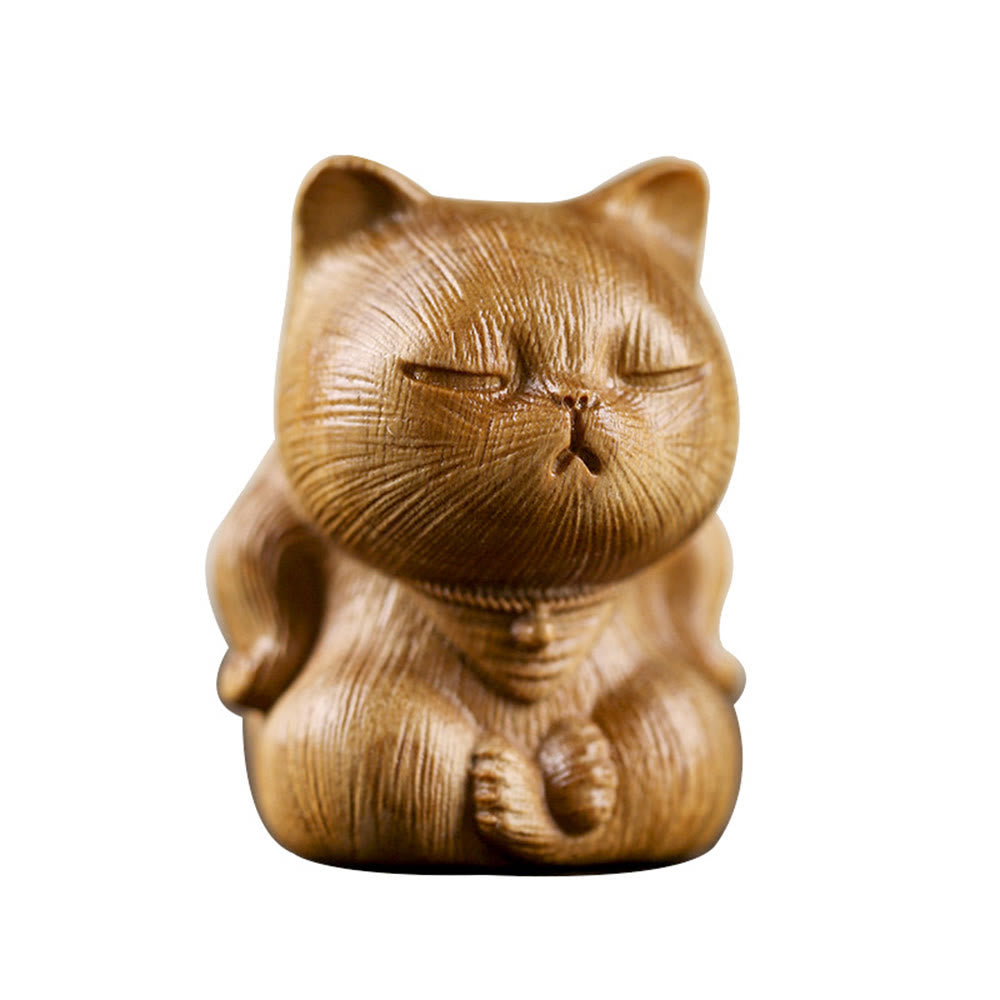 Green Sandalwood Lucky Cat Mini Decoration 5cm Lucky Charm
