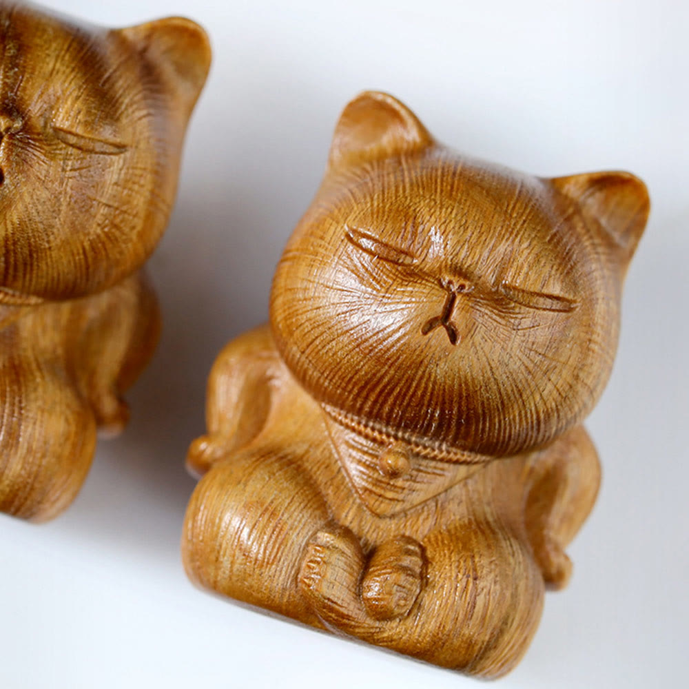 Green Sandalwood Lucky Cat Mini Decoration 5cm Lucky Charm