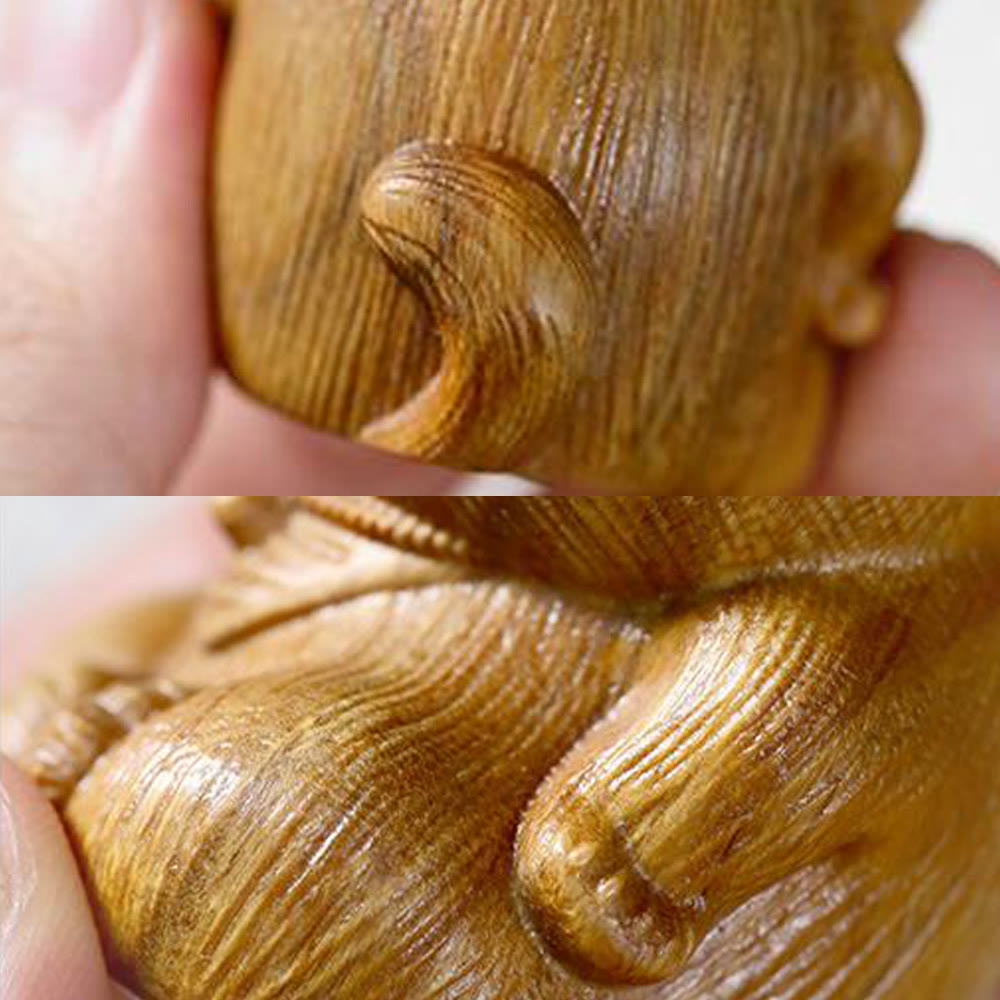 Green Sandalwood Lucky Cat Mini Decoration 5cm Lucky Charm