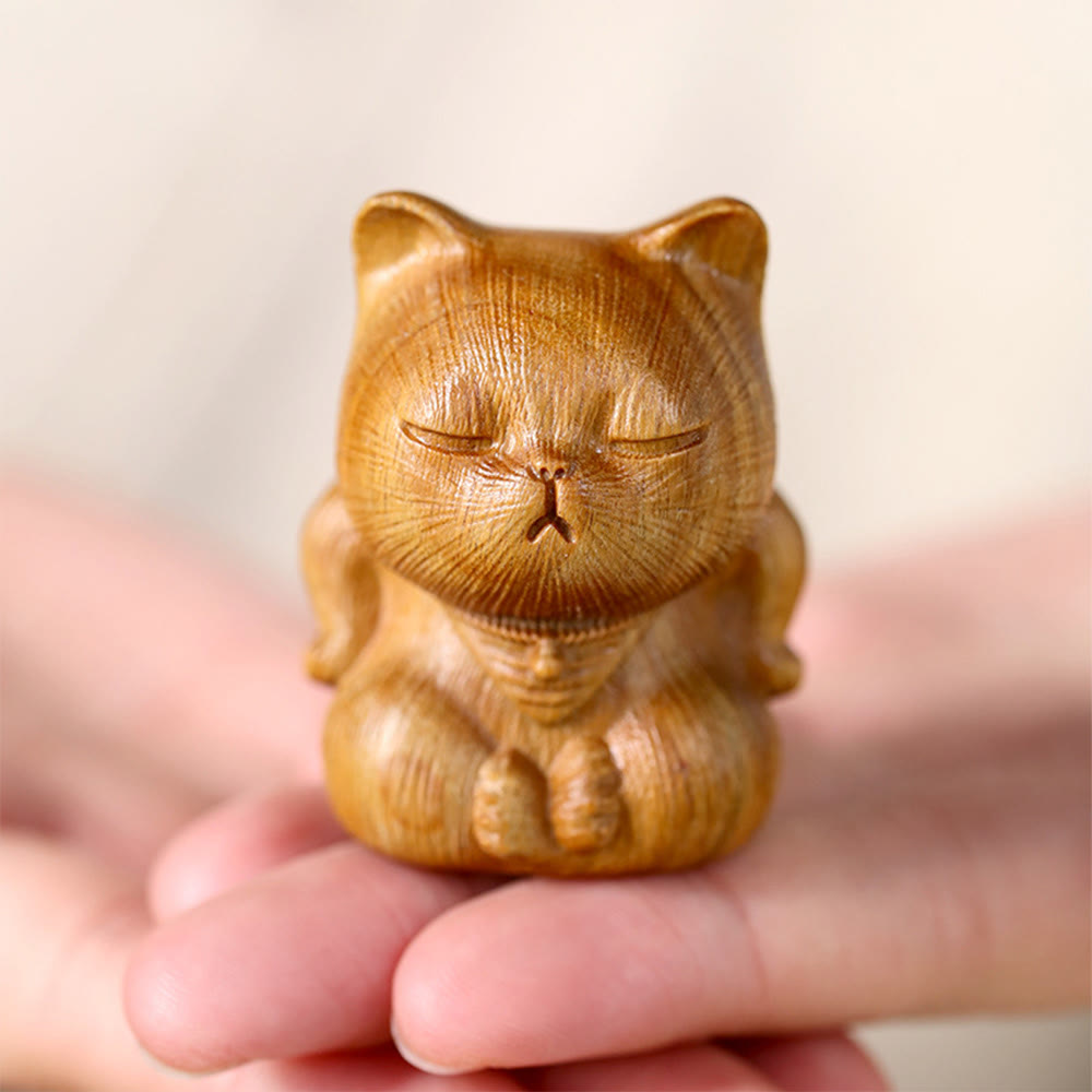 Green Sandalwood Lucky Cat Mini Decoration 5cm Lucky Charm