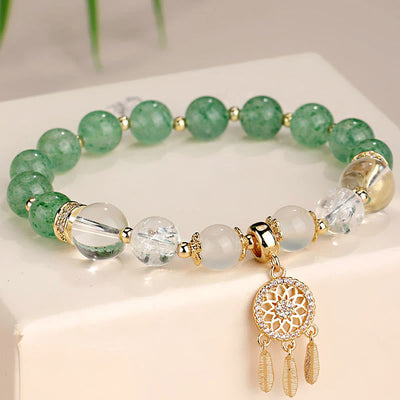 Green Strawberry Quartz Amethyst Dreamcatcher Healing Bracelet