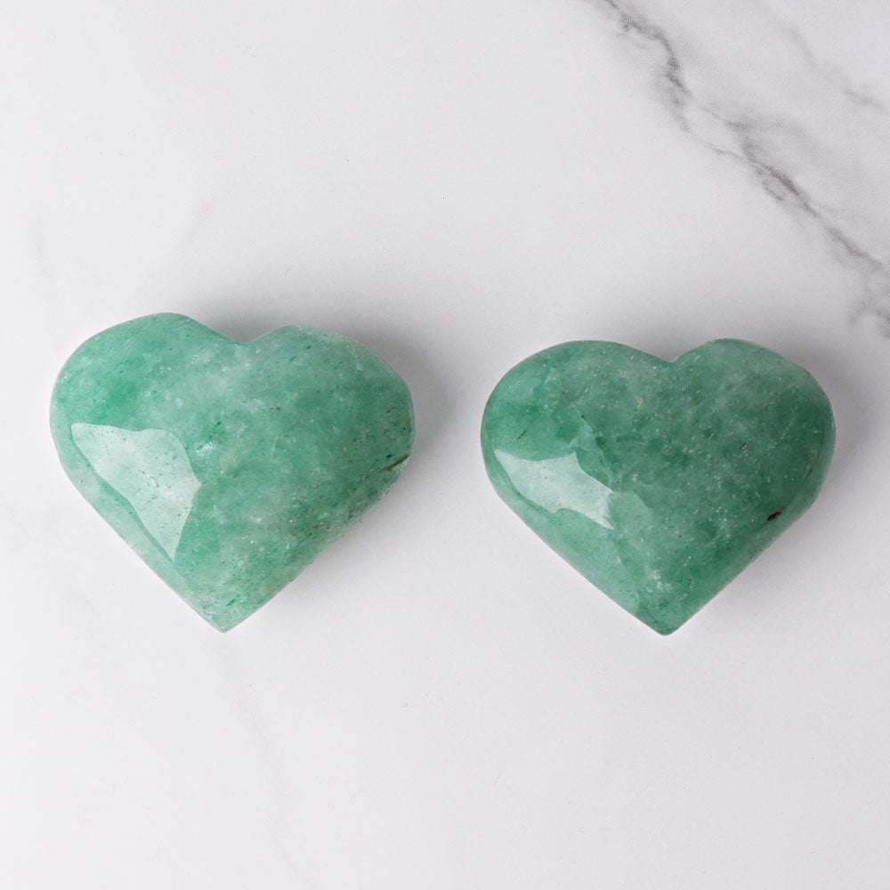 Green Strawberry Quartz Heart Crystal Carvings 1.8-2.5 inches