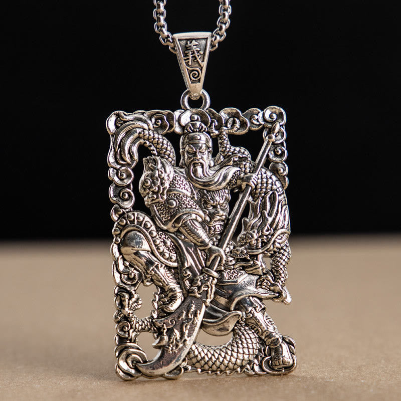 Guan Gong Dragon Auspicious Clouds Necklace Pendant