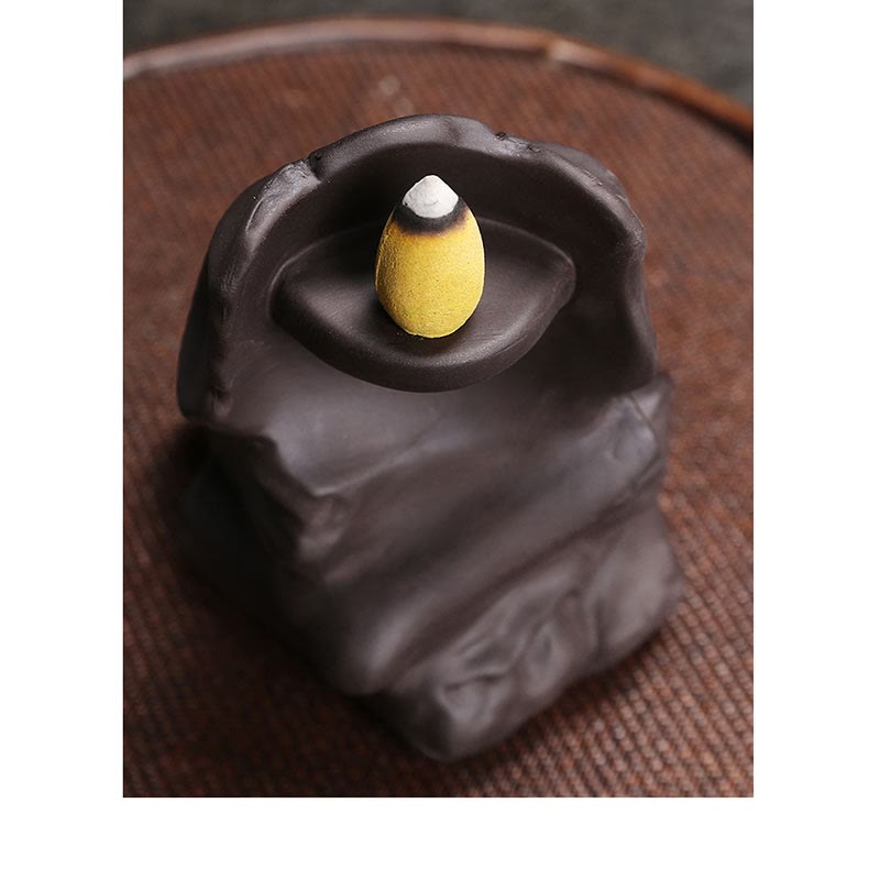 Halloween Skull Head Purple Clay Incense Burner 11.3cm