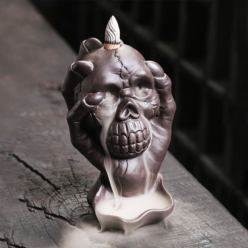 Halloween Skull Purple Clay Spiritual Incense Burner
