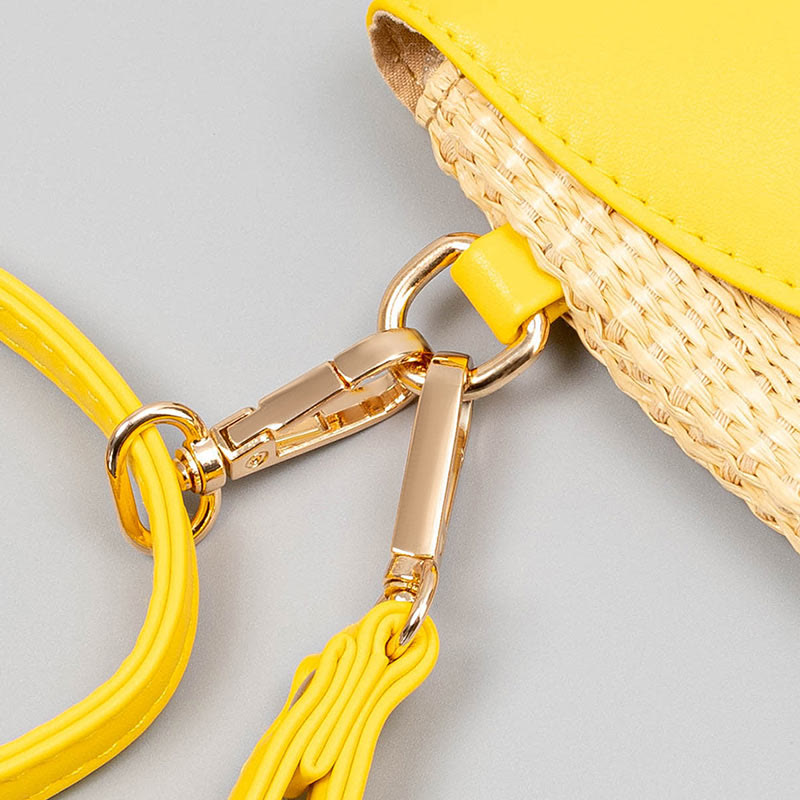 Hamsa Straw Crossbody Bag with Elephant & Flower Designs