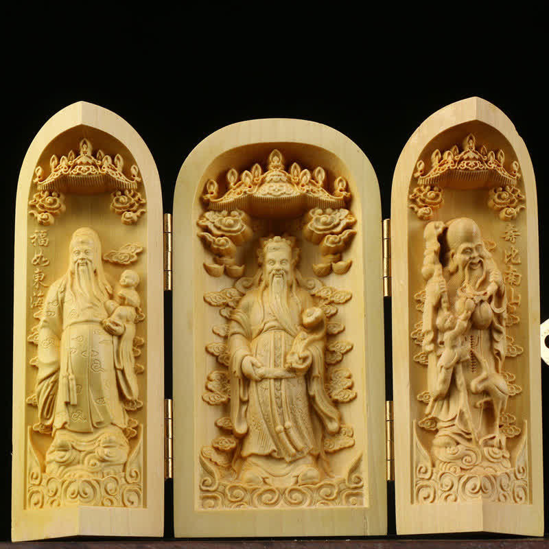 Hand-carved Boxwood Serenity Altar | Portable Prayer Altar Item