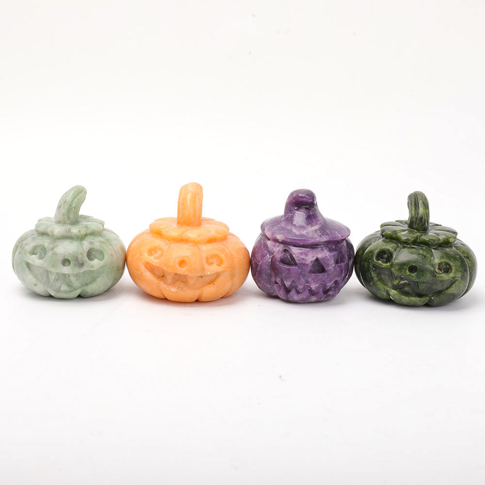 Hand Carved Crystal Pumpkin Figurine 2.2-2.5in for Halloween