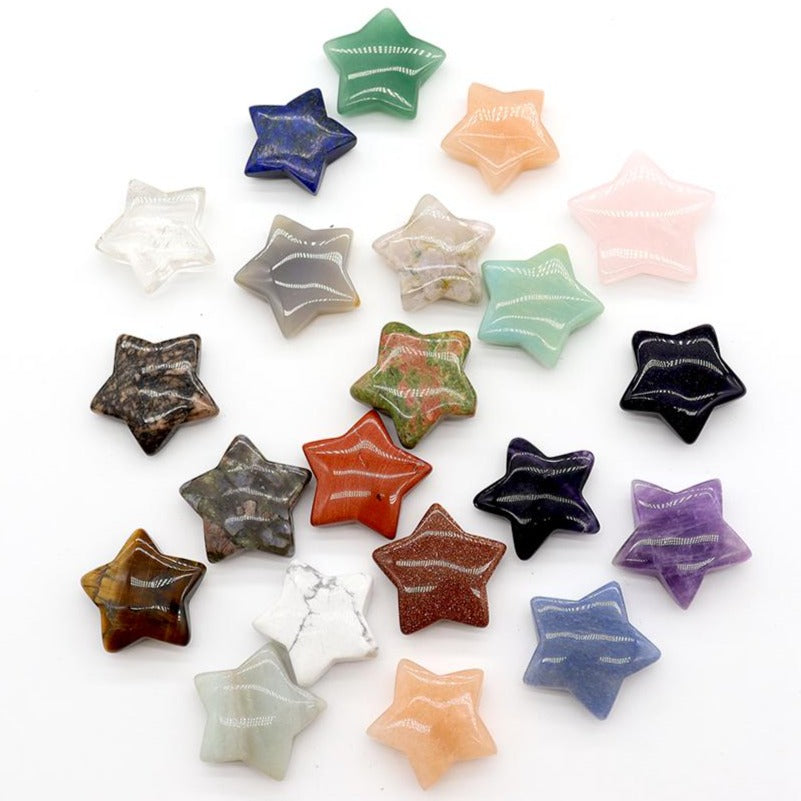 Hand-Carved Crystal Stars 10mm Carving for Healing & Chakra