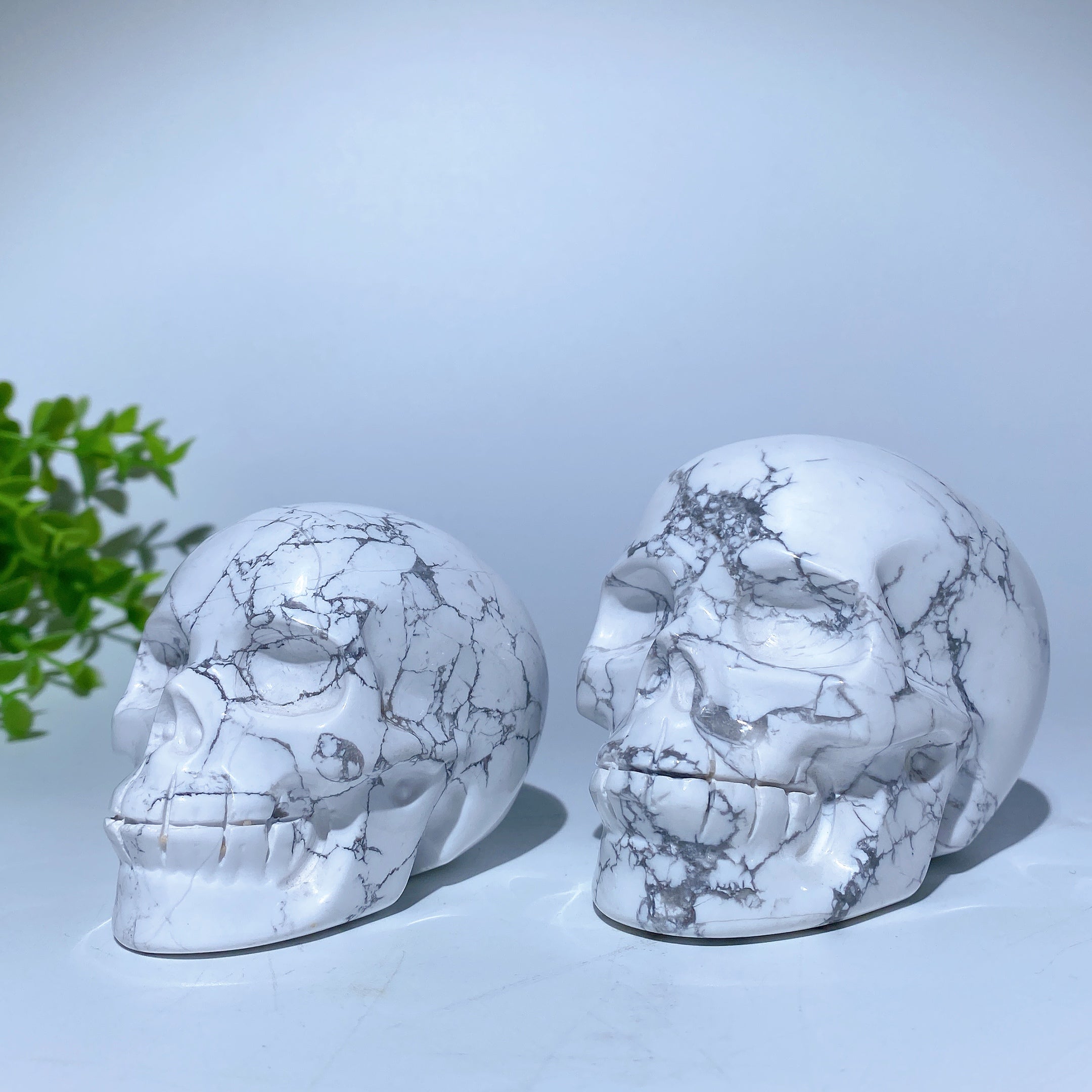 Hand-Carved Howlite Crystal Skull for Spiritual Healing