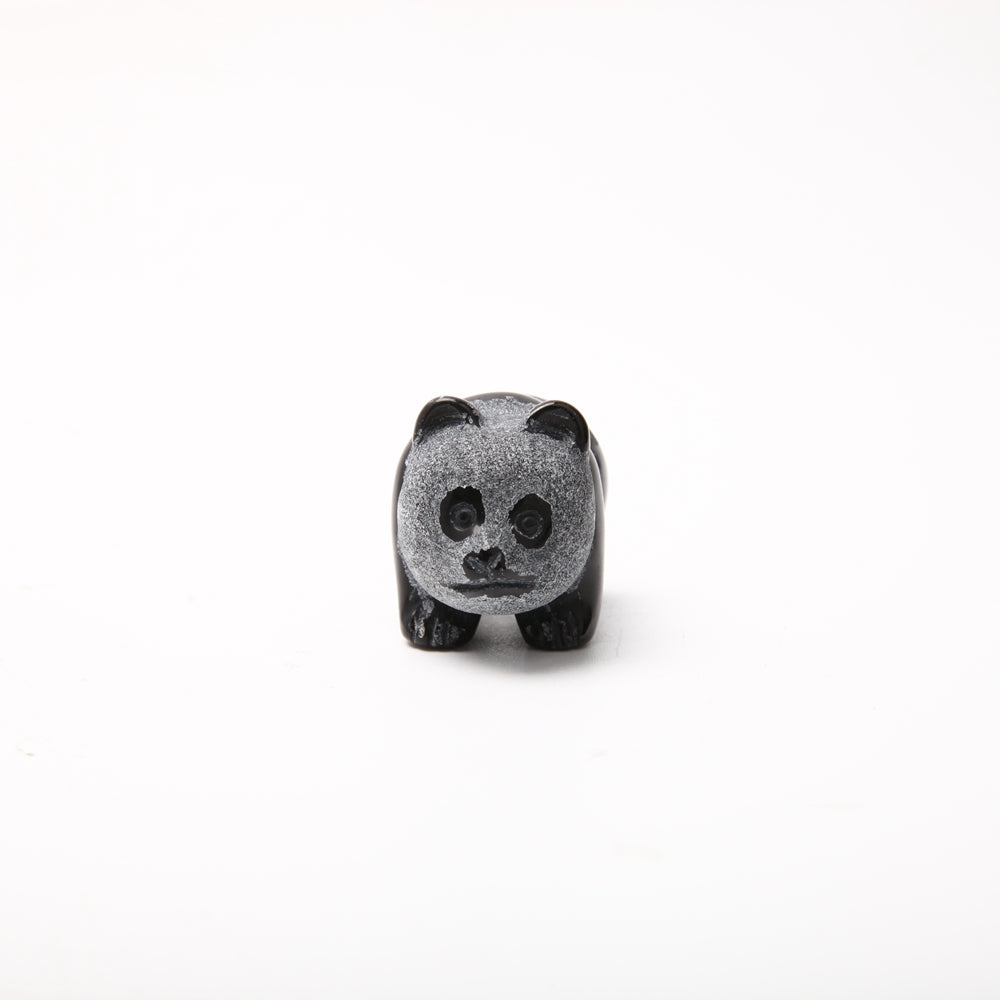 Hand Carved Obsidian Panda Figurine 2.23 Inch