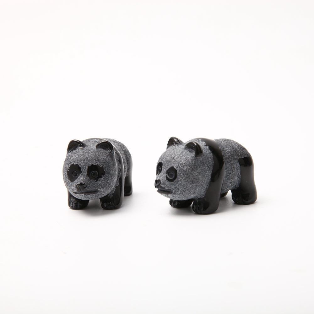 Hand Carved Obsidian Panda Figurine 2.23 Inch
