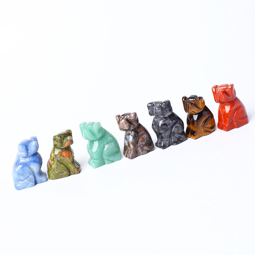 Hand Carved Polished Crystal Dog Figurine 1.5 Inch
