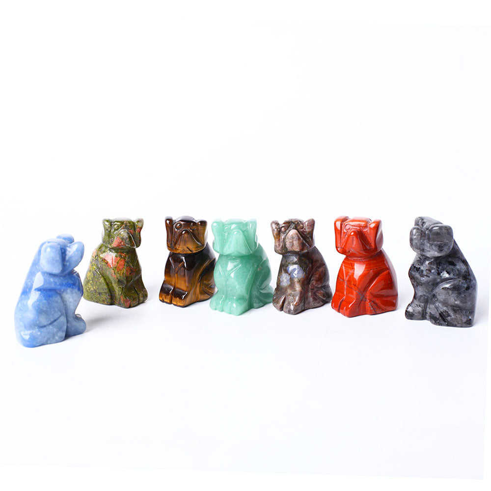 Hand Carved Polished Crystal Dog Figurine 1.5 Inch