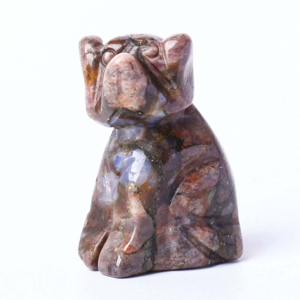 Hand Carved Polished Crystal Dog Figurine 1.5 Inch