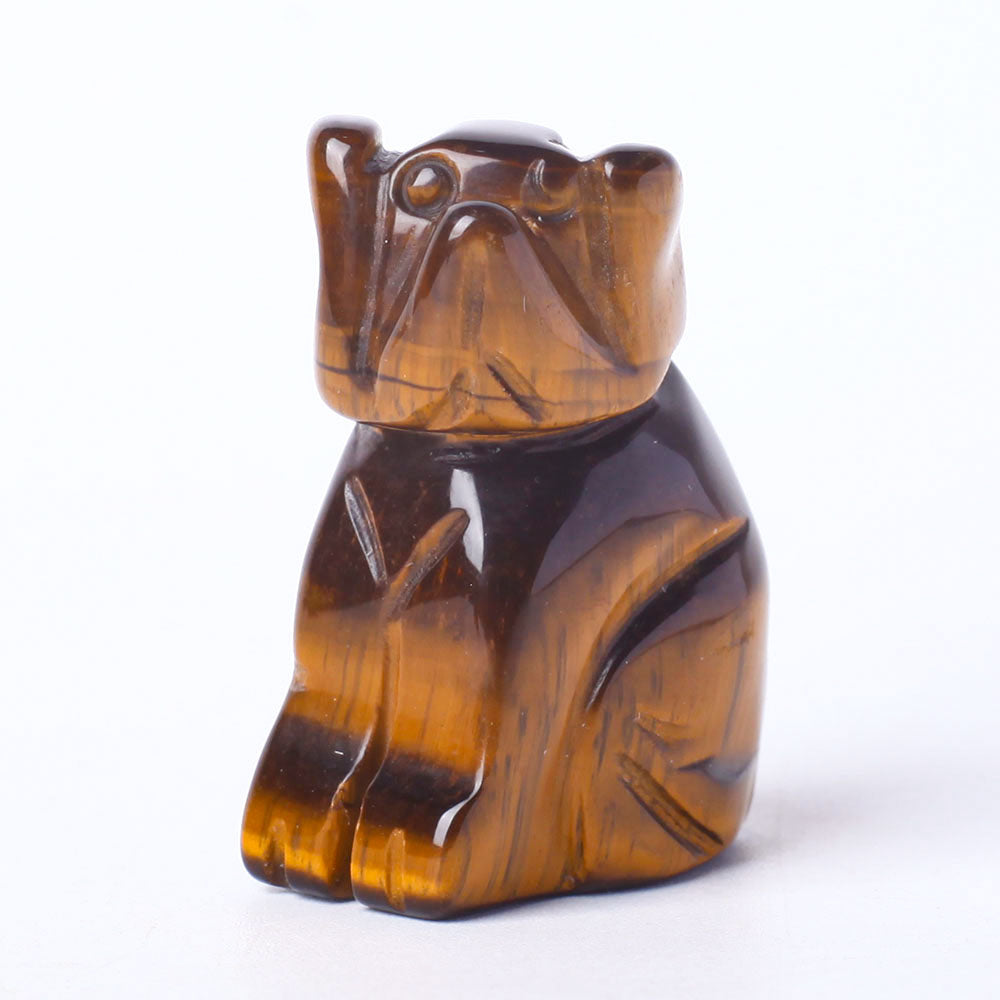 Hand Carved Polished Crystal Dog Figurine 1.5 Inch