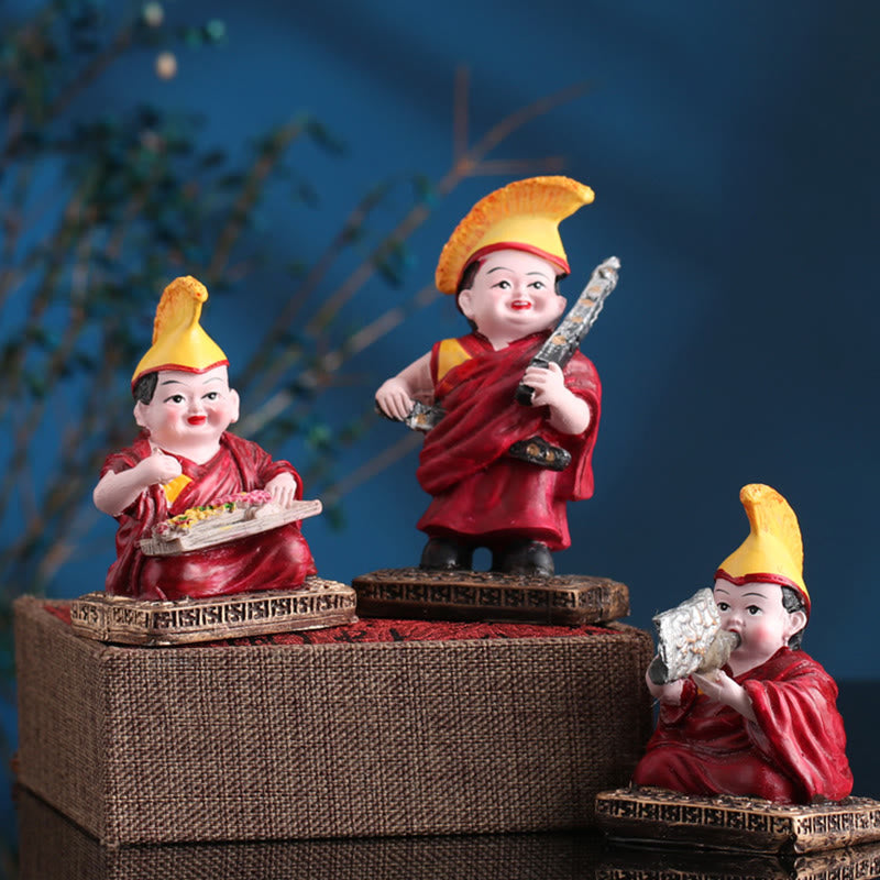 Hand Painted Tibetan Lama Figures | Resin Spiritual Statues
