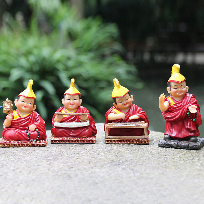 Hand Painted Tibetan Lama Figures | Resin Spiritual Statues