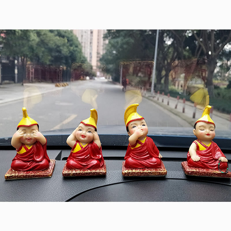 Hand Painted Tibetan Lama Figures | Resin Spiritual Statues