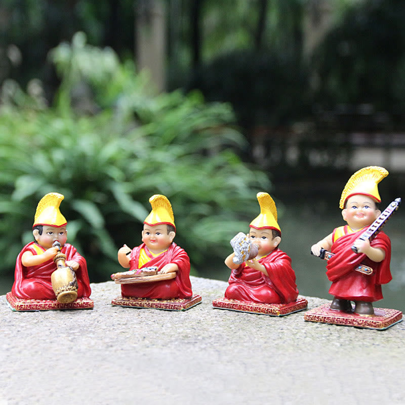 Hand Painted Tibetan Lama Figures | Resin Spiritual Statues