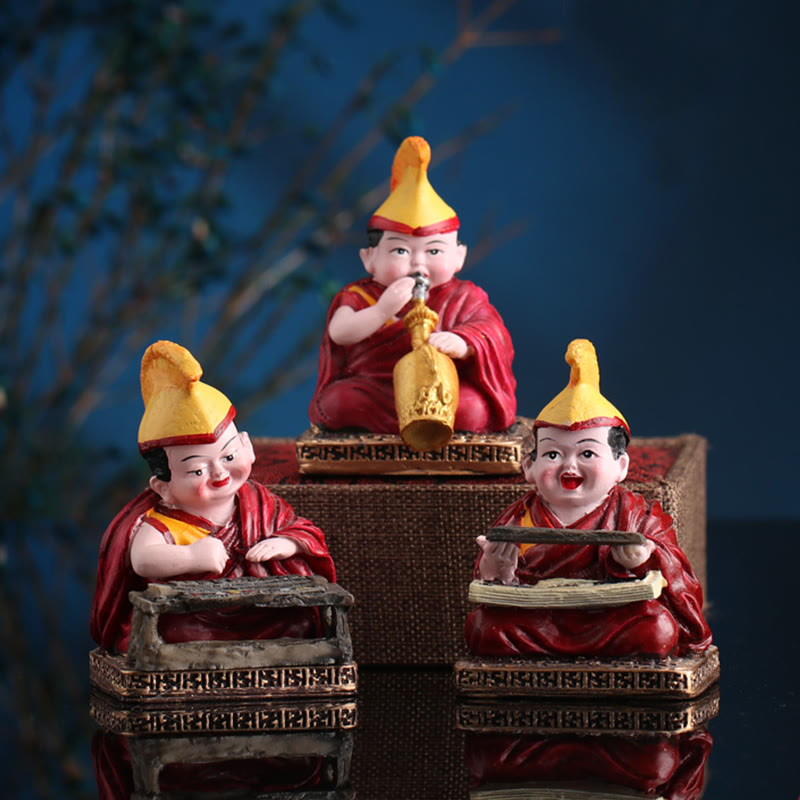 Hand Painted Tibetan Lama Figures | Resin Spiritual Statues