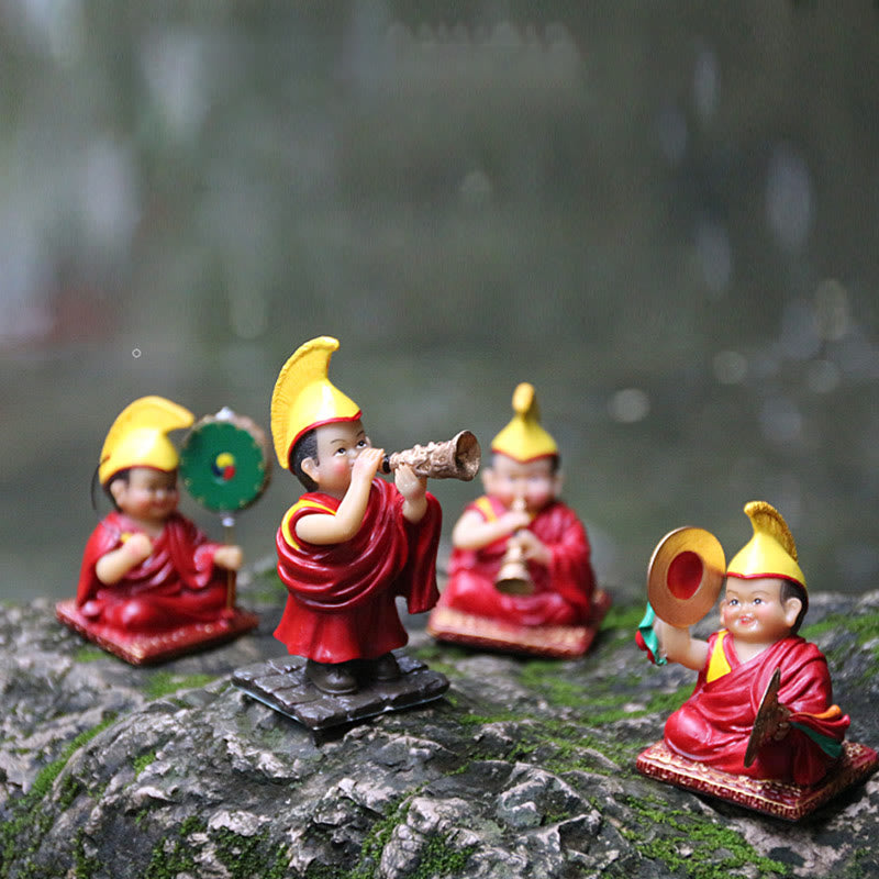 Hand Painted Tibetan Lama Figures | Resin Spiritual Statues