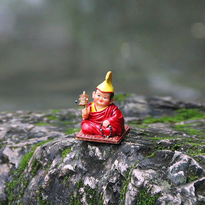 Hand Painted Tibetan Lama Figures | Resin Spiritual Statues