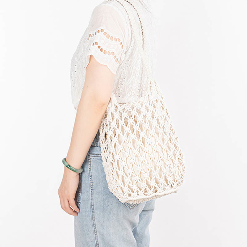 Hand-Woven Cotton Thread Shoulder Bag for Yoga