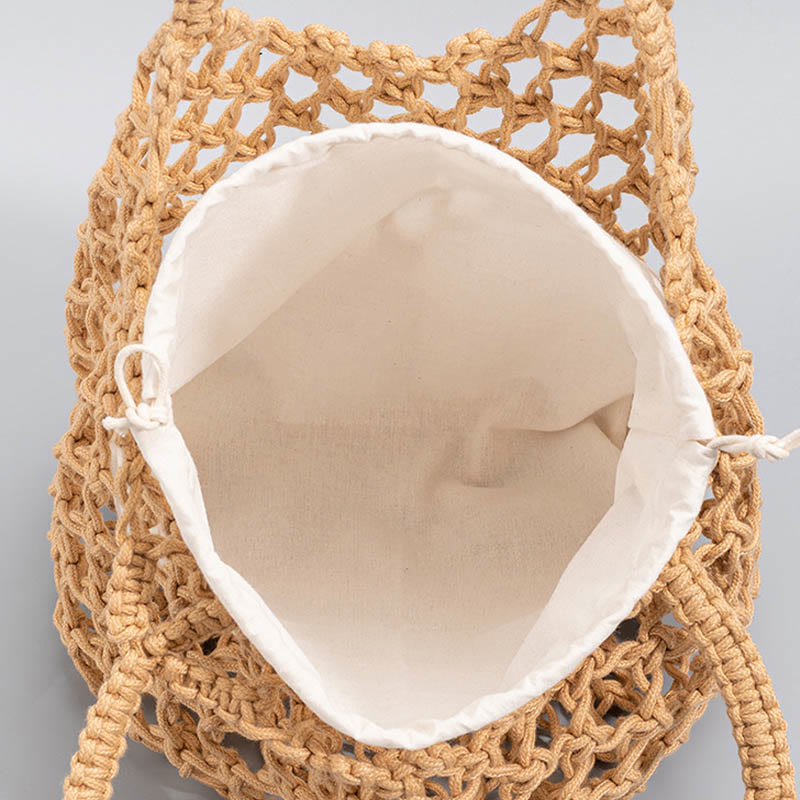 Hand-Woven Cotton Thread Shoulder Bag for Yoga