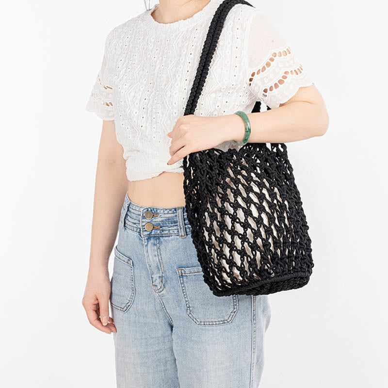 Hand-Woven Cotton Thread Shoulder Bag for Yoga