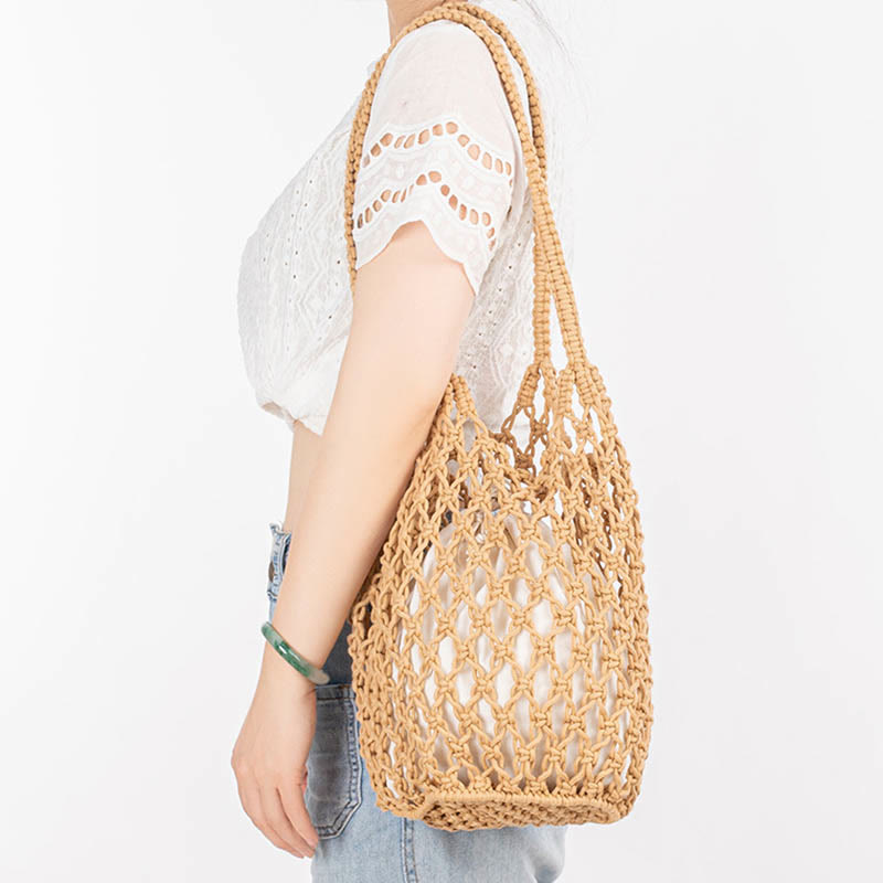 Hand-Woven Cotton Thread Shoulder Bag for Yoga