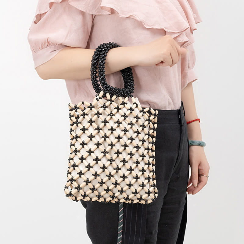 Hand-woven Lozenge Wooden Beads Spiritual Jewelry Bag