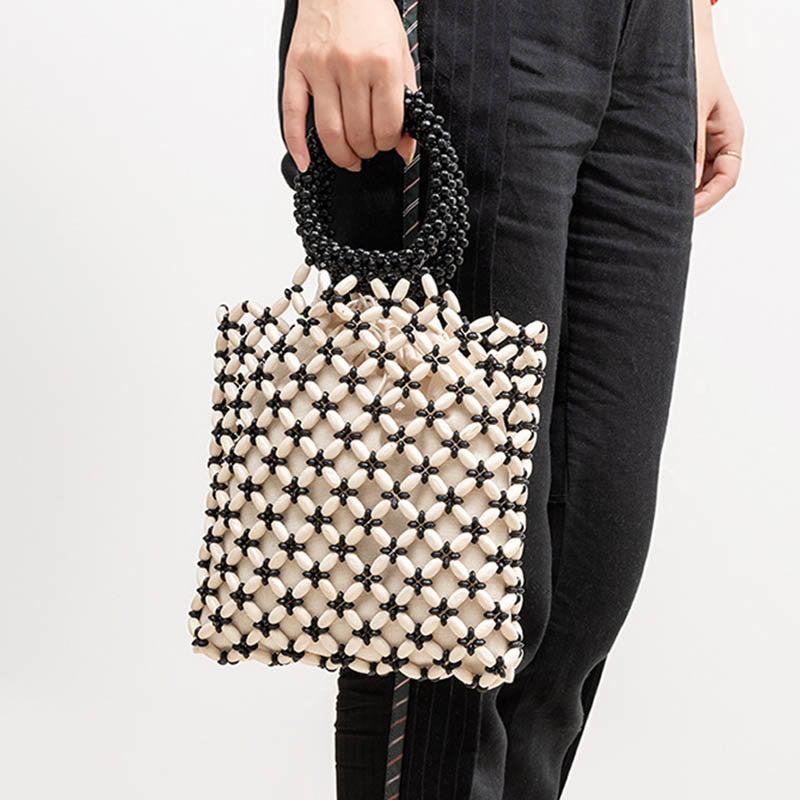 Hand-woven Lozenge Wooden Beads Spiritual Jewelry Bag