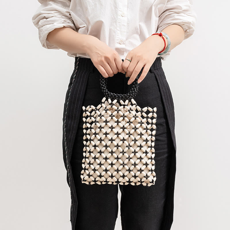 Hand-woven Lozenge Wooden Beads Spiritual Jewelry Bag