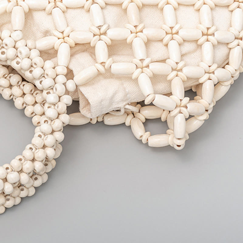 Hand-woven Lozenge Wooden Beads Spiritual Jewelry Bag