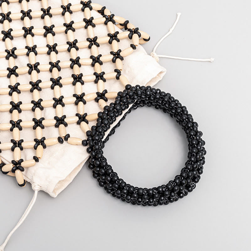 Hand-woven Lozenge Wooden Beads Spiritual Jewelry Bag
